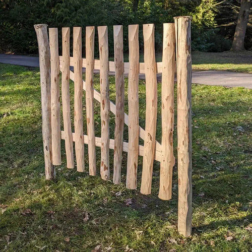 murodec 1.2m Chestnut Picket Garden Gate – Rustic Split Hazel with Hinges