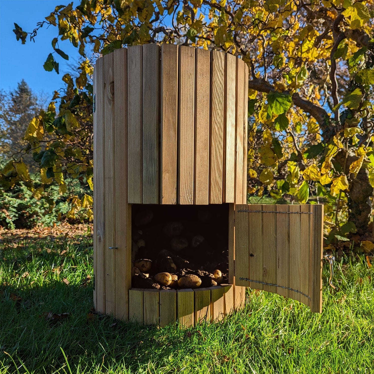 murodec 66 Litre Wooden Potato Planter Barrel – Swing Door Harvest Access